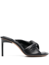 Jacquemus Les Mules Bagnu Twisted Lambskin Sandals In Black