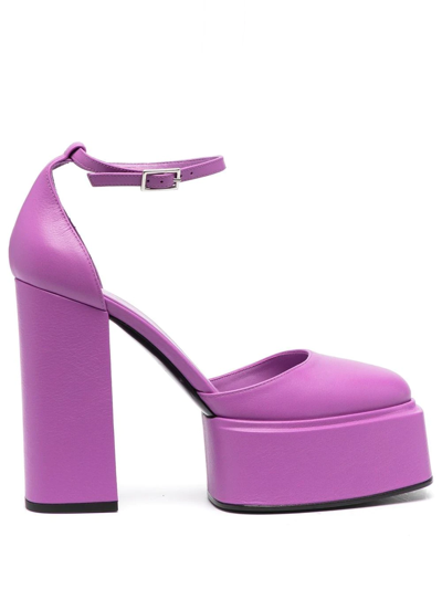3juin Ambra Pumps Block Heel Platform Square Toe In Purple