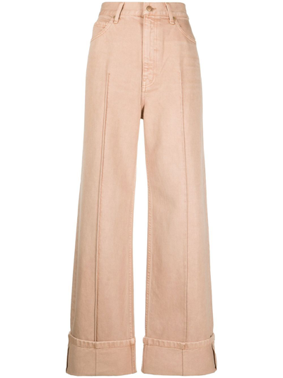 Ulla Johnson Genevieve Brand-patch Wide-leg High-rise Jeans In Rosewood