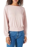 Lucky Brand Smock Waist Long Sleeve T-shirt In Bridal Rose