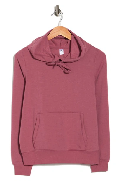 90 Degree By Reflex Terry Brushed Pullover Hoodie In Deco Rose