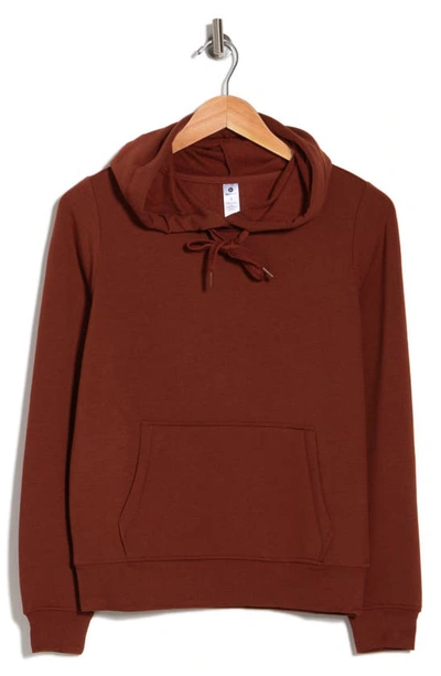 90 Degree By Reflex Terry Brushed Pullover Hoodie In Dark Terracotta