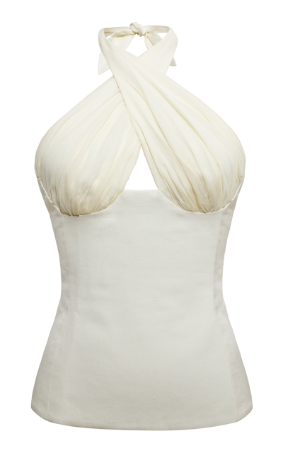 Tae Park Exclusive Silk Halter Top In White