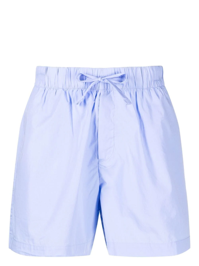 Tekla Wide-leg Poplin Pajama Shorts In Blue