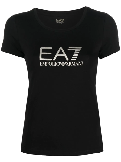 Ea7 Logo-print Short-sleeved T-shirt In Black