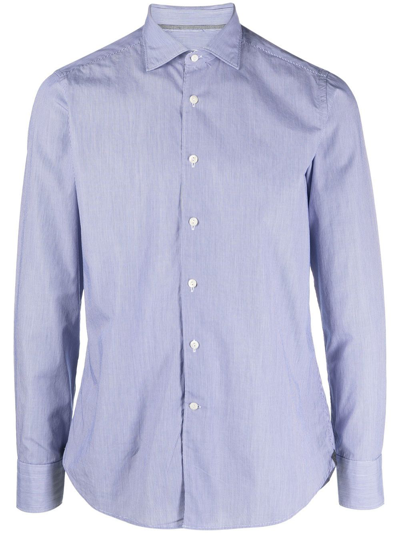 Tintoria Mattei Long-sleeve Cotton Shirt In Blue