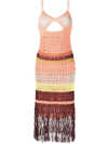Simkhai Women's Marie Cutout Fringed Crochet Midi Dress In Pink