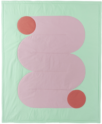 Claire Duport Green & Pink Large Tube Ii Throw Blanket In Turq, Pink, Pink