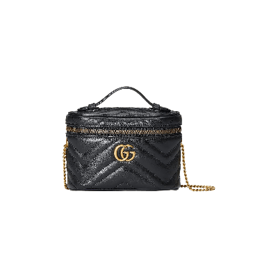 Pre-owned Gucci Gg Marmont Mini Top Handle Bag 'nero' In Black