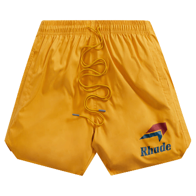 Pre-owned Rhude Logo Swim Short 'mustard' In Yellow