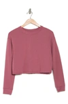 90 Degree By Reflex Terry Brushed Solid Cropped Sweatshirt In Deco Rose