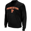 Colosseum Men's  Black Princeton Tigers Arch & Logo Crew Neck Sweatshirt In Black