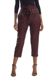 Commando Faux Leather Paperbag Waist Crop Pants In Oxblood