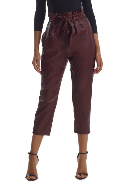 Commando Faux Leather Paperbag Waist Crop Pants In Oxblood