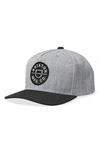 Brixton Crest X Mp Snapback Baseball Cap In Heather Grey/ Black