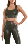 Commando Faux Leather Crop Top In Pine