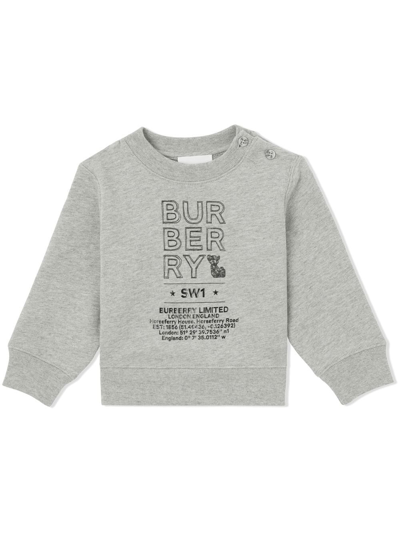 Burberry Babies' Kids Logo Sketch Sweatshirt (6-24 Months) In Grau