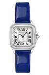 Gevril Vanderbilt Diamond Leather Strap Watch, 47mm In Blue/stainless Steel