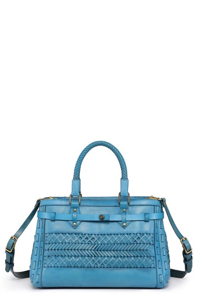 Old Trend Woven Leather Satchel In Turquoise