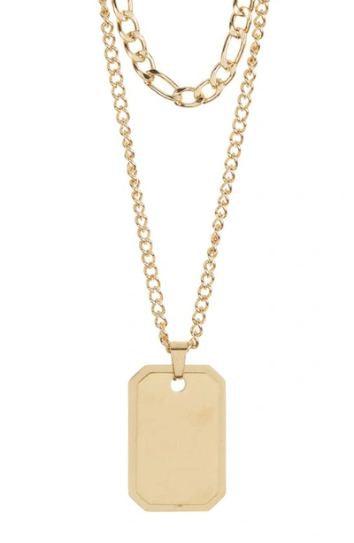 Ike Behar Figaro Dog Tag Chain Necklace In Gold