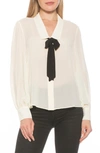 Alexia Admor Serena Long Sleeve Tie Neck Blouse In Ivory