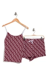 Calvin Klein Logo Camisole & Shorts Pajama 2-piece Set In Bold Track Logo Cabernet