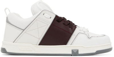 Valentino Garavani Open Skate Contrast-stripe Leather And Woven Low-top Trainers In White/rubin