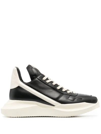 Rick Owens Geo Geth Leather Runner Sneakers In Black