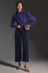 Maeve The Colette Cropped Wide-leg Corduroy Pants In Blue