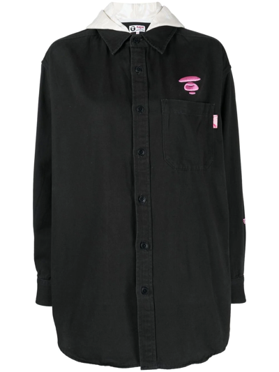 Aape By A Bathing Ape Button-up Denim Shirt In Black