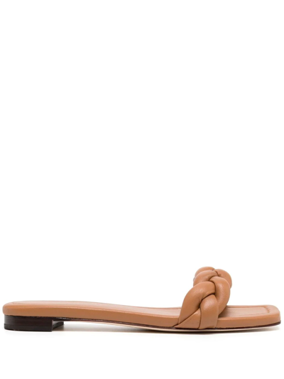 Loeffler Randall Jackson Braided Leather Slide Sandals In Brown