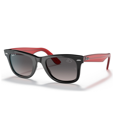 Ray Ban Rb2140 Wayfarer Mickey J22 Sunglasses Transparent Red Frame Grey Lenses Polarized 50-22