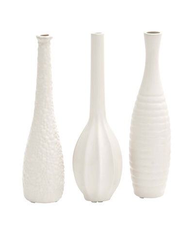 Rosemary Lane Ceramic Glam 2 Piece Vase Set In White