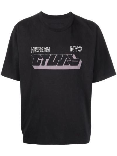 Heron Preston Heron-print Cotton T-shirt In Black