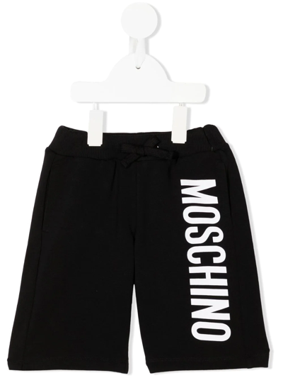 Moschino Kids' Logo-print Drawstring Shorts In Black