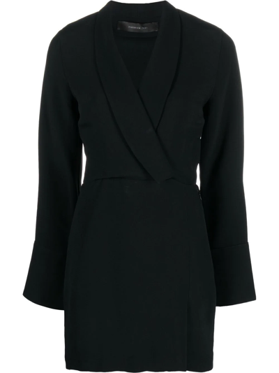 Federica Tosi Long-sleeve Lapel Dress In Black
