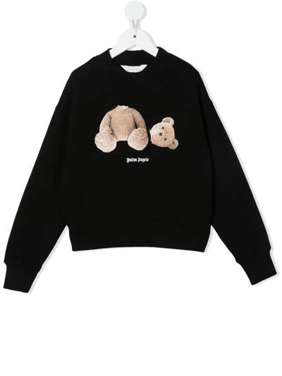 Palm Angels Kids' Bear Graphic-print Cotton-jersey Sweatshirt 4-12 Years In Black
