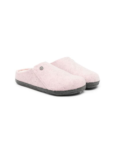 Birkenstock Kids' Zermatt 毛毡套穿式凉鞋 In Pink