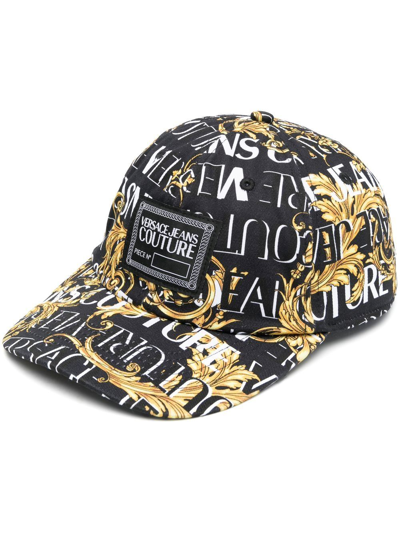 Versace Jeans Couture Baroque-print Baseball Cap In Black/gold