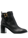 DSQUARED2 LOGO-BUCKLE HIGH-HEEL BOOTS