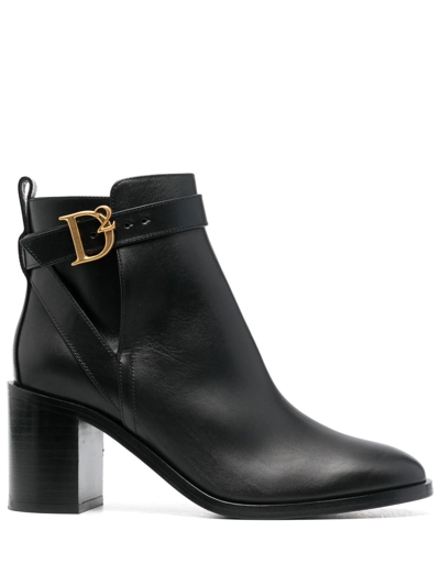 Dsquared2 Logo-buckle High-heel Boots In Black