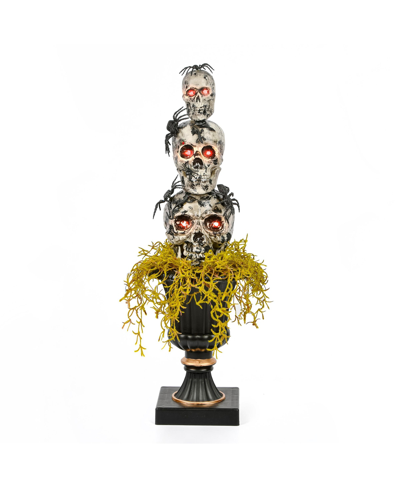 National Tree Company 32" Pre-lit Halloween Skull Tower In Black