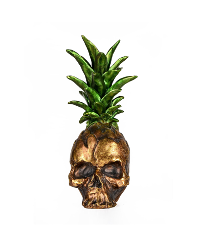 National Tree Company 14" Halloween Pineapple Skull Tabletop Decor In Gold-tone