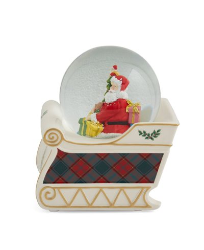 Spode Santa Sleigh Snow Globe In Green