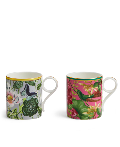 Wedgwood Wonderlust Floral Bone China Mugs Set Of Two In Multi
