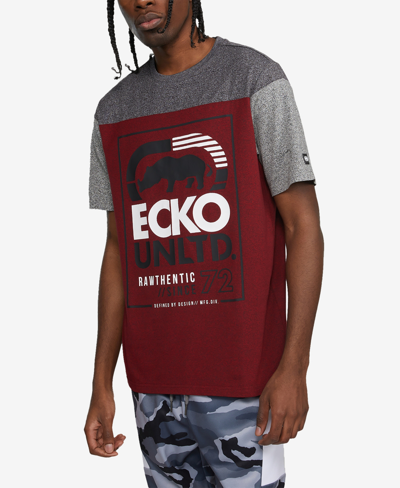 Ecko Unltd Men's Big And Tall Short Sleeve Double Down Graphic T-shirt In Red