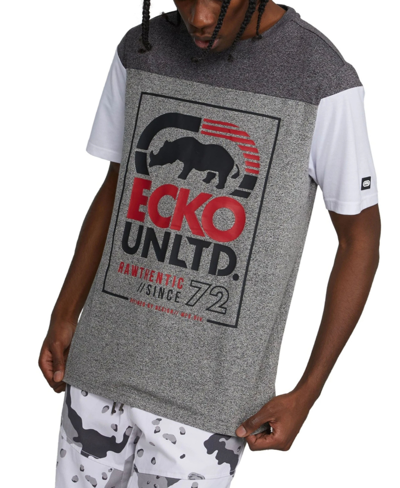 Ecko Unltd Men's Big And Tall Short Sleeve Double Down Graphic T-shirt In White
