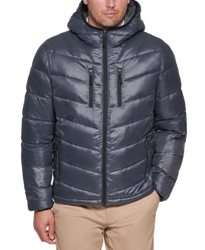 Club Room Men's Chevron Quilted Hooded Puffer Jacket, Created For Macy ...