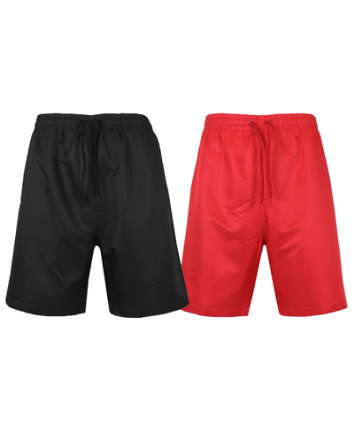 Galaxy By Harvic Men's 7" Performance Active Workout Training Shorts, Pack Of 2 In Black And Red