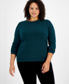 CHARTER CLUB PLUS SIZE 100% CASHMERE CREWNECK SWEATER, CREATED FOR MACY'S